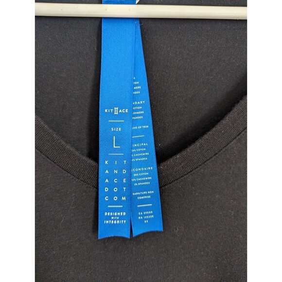 Kit and Ace Black V-neck Tee Cotton Cashemire Blend Size Large Pre Owned - Picture 2 of 4